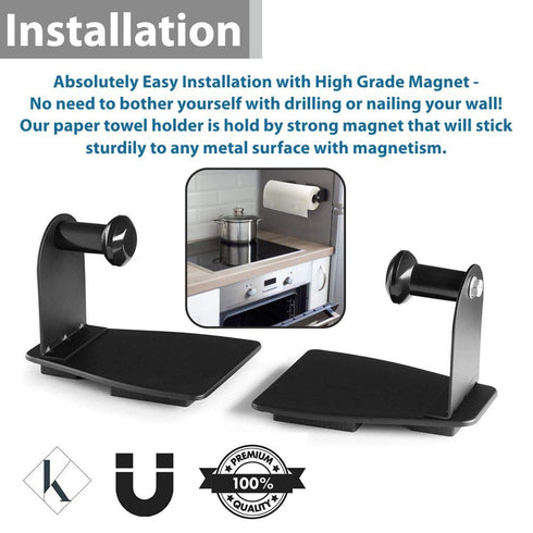 Katzco Magnetic Paper Towel Holder - 12x4x3-Inch Rubber-Coated Magnet Paper Towel Holder - Adjustable Towel Holder with Magnet Pads - Versatile De...