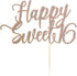 Happy Sweet 16 Cake Topper -Cheers to 16 Year - Happy 16th Birthday Cake Topper- Sweet Sixteen /16th Wedding Anniversary Party Decoration (Rose Go...