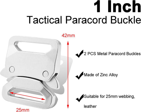 CooBigo 1" Paracord Bracelet Buckle Clip, 2PCS Metal Paracord Clasps for Paracord Bracelet Pet Collar Hardware Tactical Buckle Backpack Keychain P...