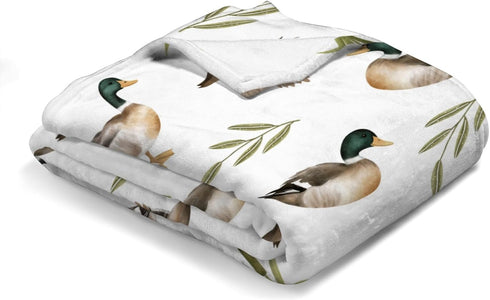 Vintage Mallard Duck Leaves Baby Blanket for Boy Girl Duck Hunting Flannel Soft Swaddle Blanket Wild Duck Receiving Blankets Warm Newborn Toddler ...