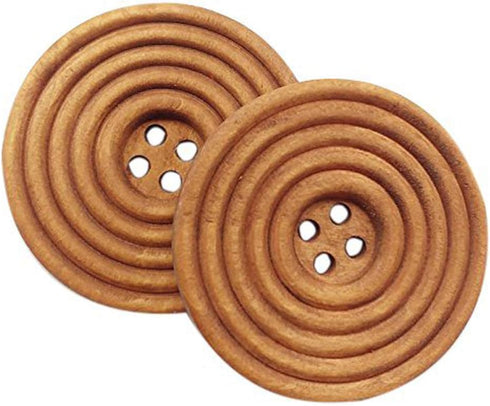 Chenkou Craft 30pcs 40mm 1 1/2" Round Brown Wood Buttons 4 Holes Craft Sewing Button...