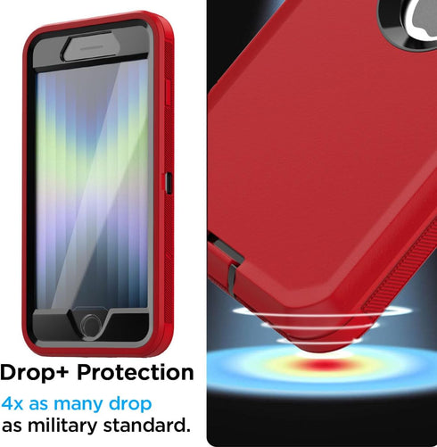 AICase for iPhone SE Case 3rd & 2nd Generation, for iPhone SE 2022/2020 Built-in Screen Protector Heavy Duty Protective Shockproof 3-Layer Full Bo...