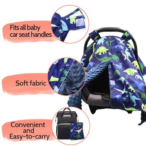 TANOFAR Car Seat Cover Baby, Carseat Covers Baby Boy Girl, Peekaboo Opening Infant Car Seat Cover for Winter, Warm & Cozy, Blue Dinosaur...