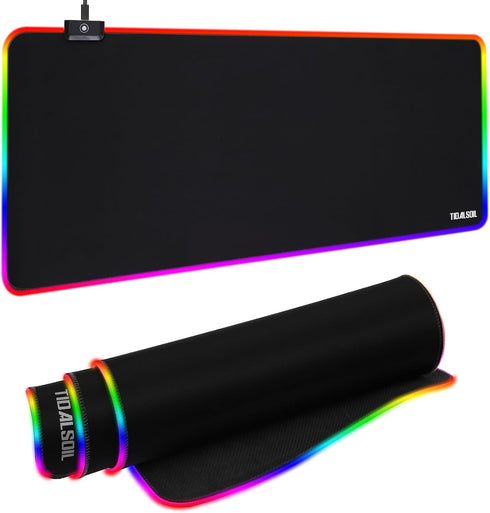 RGB Large Gaming Mouse Pad, 12 Light Modes, Computer Keyboard Mouse Pad, Oversize Anti-Slip Rubber Base Mouse Mat for Computer PC Games (31.5x11.8...