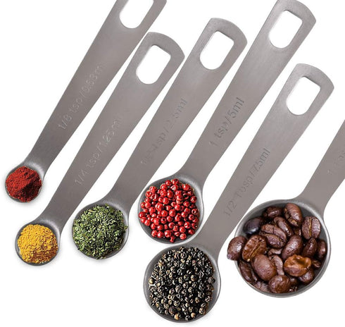 Newk 6 PCS Measuring Spoons, Stainless Steel Metal Kitchen Measuring Tools Set for Dry and Liquid Ingredients-1/8 tsp, 1/4 tsp, 1/2 tsp, 1 tsp, 1/...