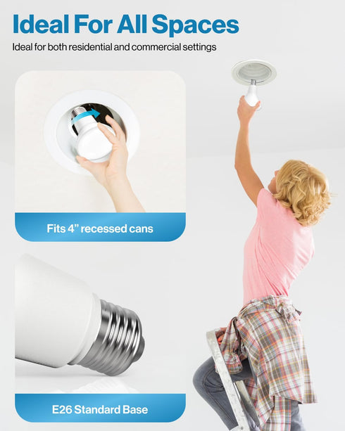 Sunco Lighting - 6 Pack BR20 LED Bulbs Indoor Flood Light R20 Dimmable CRI93 3000K Warm White 50W Equivalent to 7W, E26 Medium Base, Recessed Can ...