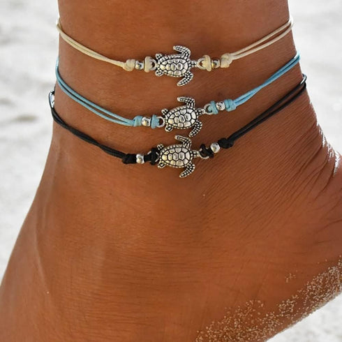 String Bead Anklets Boho Anklet Bracelet Sea Turtle Bracelet Beads Layered Anklet String Anklets Fashion Summer Beach Waterproof Foot Jewelry for ...