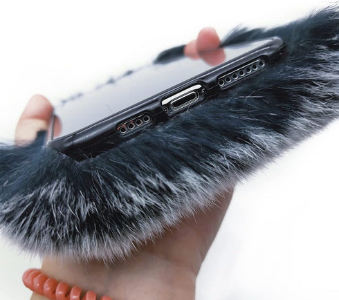 Losin Compatible with iPhone 15 Pro Case Cute Plush Case with Glitter Lanyard Strap Bling Diamond Camera Lens Protector Soft Winter Warm Plush Flu...