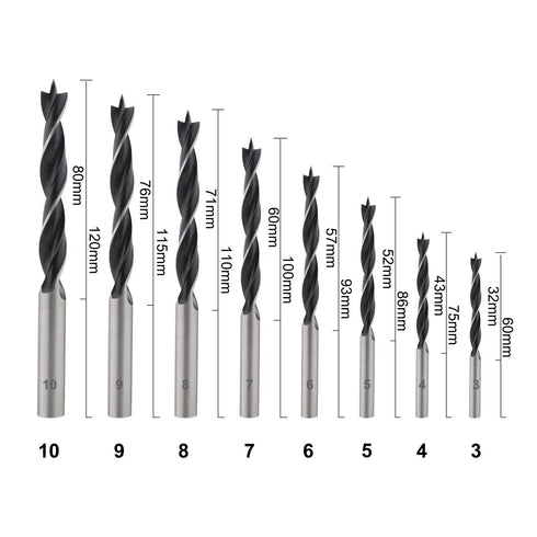 8pcs Wood Drill Bits Set, Carbon Steel Twist Brad Point Drill Bits Woodworking Bore Holes Durable Drilling Tools Kit with Storage Case for Wooden ...