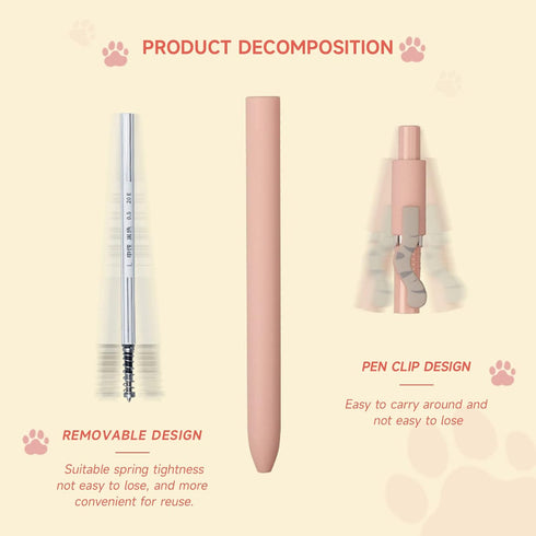 Cat Pens, 4 Pcs 0.5mm Cute Kawaii Pens Black Ink Pens Fine Point Smooth Writing Pens, High-End Series Cat's Tail Retractable Pens for Journaling N...