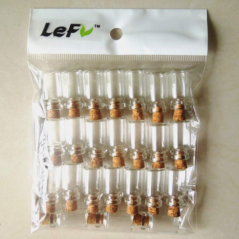 LEFV 50 Mini Glass Bottles 1-inch Message Treasure Charm Pendant Kit Makes Bottle Pendants 1ml Clear Vials with Corks & 50pcs Eye Screws - Miniatu...