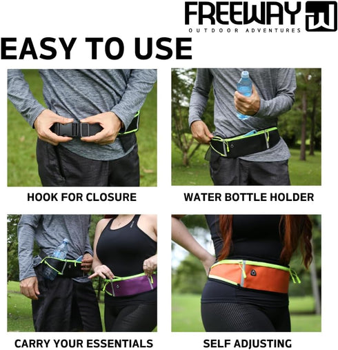 FREEWAYMultifunction Running Bag - Sports belt - Training Belt with Water Bottle Holder - Sports Belt with Zipper - for Men and Women (GREEN)...