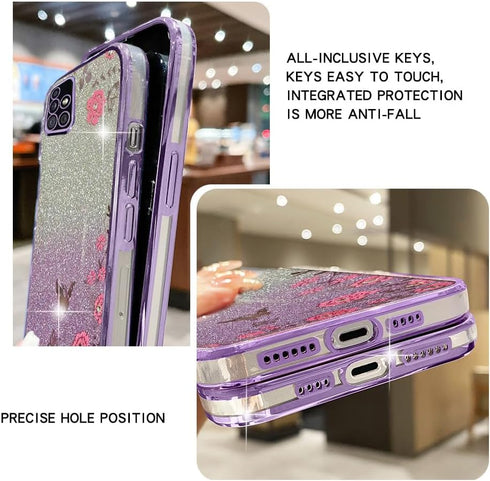 for Samsung Galaxy A51 4G Phone Case, Transparent TPU Plated Butterfly, Gradual Glitter,Galaxy A51 4G Case,(not A51 5G) (Purple, Galaxy A51 4G But...