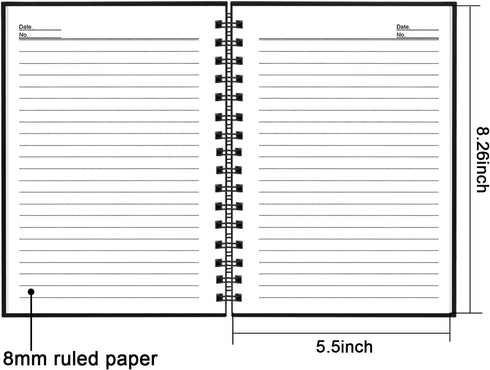 4 Pack Spiral Notebook,A5 Lined Black Journal Notebook 5.62 x 8.4 inches-100 Sheets/200 Pages,100GSM Thick Paper,Hardcover Journals for Writing Wo...