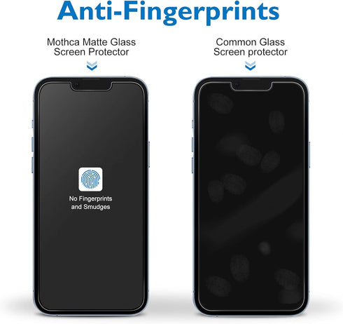 Mothca 2 Pack Matte Glass Screen Protector for iPhone 14 with 2 Pack Camera Lens Protector, Anti-Glare & Anti-Fingerprint Tempered Glass Clear Fil...