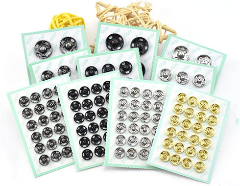 Mini Button Buckle Invisible Metal Snap Buttons Fasteners Press Studs Buttons for Sewing Clothing(Golden,7mm)...