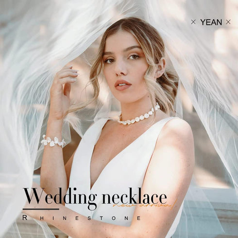 Yean Silver Bride Necklace Earrings Set Crystal Bridal Wedding Jewelry Sets Rhinestone Choker Necklace Prom Costume Jewelry Sets for Women...
