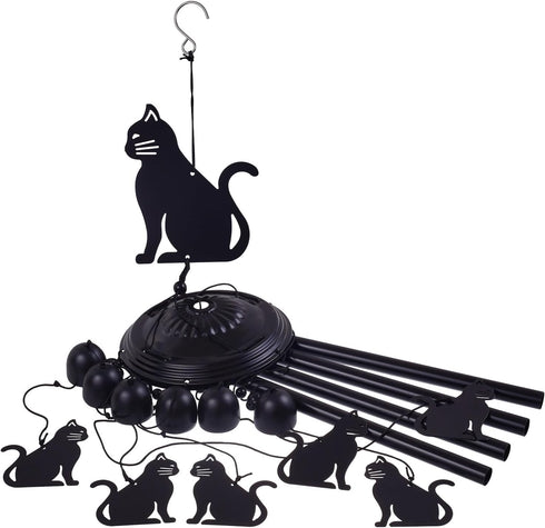 Cat Wind Chimes for Home, Patio, Backyard, Garden Cat Decor, Cats Wind Catcher, Indoor 7 Cats Wind Bells, Outside Mobile Black Cat Wind Chime Fest...