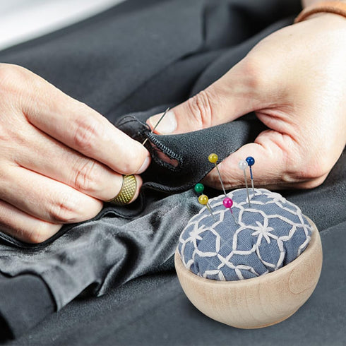 WEBEEDY DIY 4 Sets Embroidery Pin Cushion Sewing Kit, Sashiko Embroidery DIY Kit with Wooden Base Japanese Traditional Style Pin Holder for Adults...