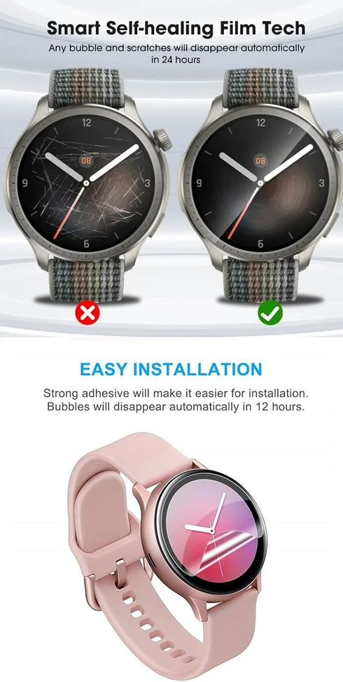 Hydrogel Film Screen Protector 5Pcs for Amazfit Balance Smartwatch Touch Sensitive Transparent HD Clear TPU Film Fingerprint-Unlocked Not tempered...