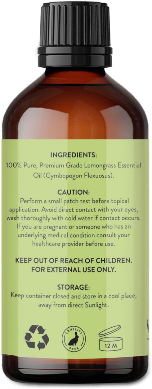 Avatra Lemongrass Essential Oil for Scalp, Skin, & Diffuser | Aromatherapy | Soaps & Candles | Pure & Natural Essential Oil- 3.38 Fl Oz...