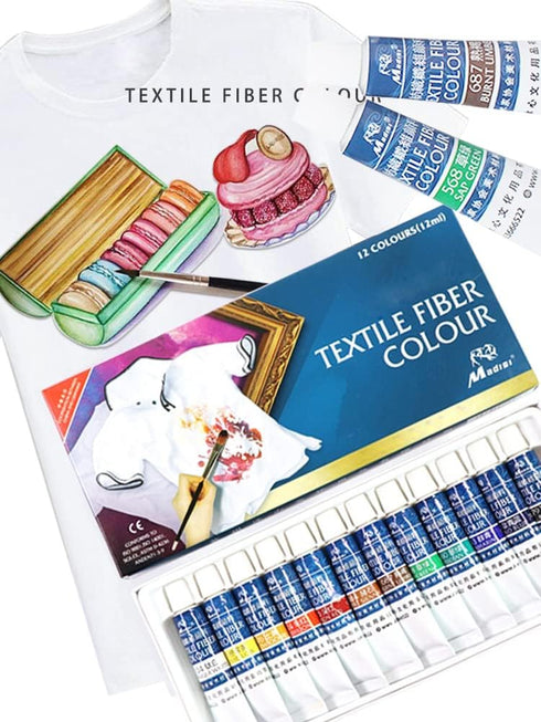 Permanent 12 Colors Fabric Paint Set for Clothes with 10 Pces Brush, Vibrant Color Textile Paints, Non-Fading Fabric Paints on T-Shirt, Jackets, S...