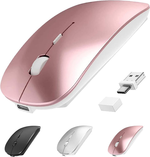 Wireless Bluetooth Rechargeable Mouse for Apple MacBook Air Pro iMac Mac Air, Wireless USB C Mouse Type C for iPad Air Pro/Surface Pro/Desktop, Bl...