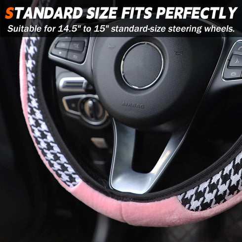 15 Inch Car Steering Wheel Cover, Warm Fluffy Anti-Slip Breathable Sports Style Automotive Steering Wheel Protector for Man Woman Girls, Universal...