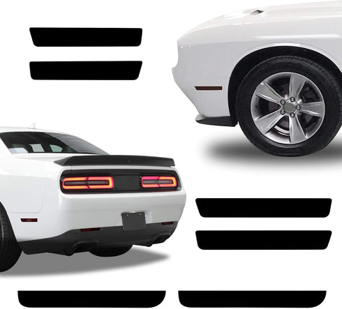 NDRUSH Blackout Side Marker Lights & Reflectors Vinyl Tint Film, Precut Overlay, Sidemarker Wrap Covers Compatible with Dodge Challenger 2015-2021...