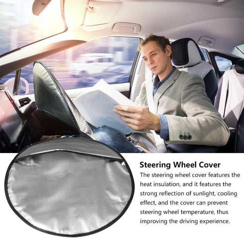 Steering Wheel Sun Shade Cover, Steering Wheel Sun Block Anti-Heat Aluminum Foil Steering Wheel Cover Steering Wheel Sun Heat Shield for SUV Truck...