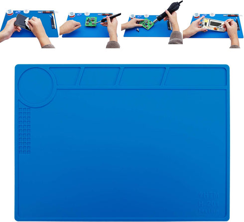 Hengtianmei Heat Insulation Silicone Repair Mat with Scale Ruler and Screw Position for Soldering Iron, Phone and Computer Repair Size: 14 x 10 In...