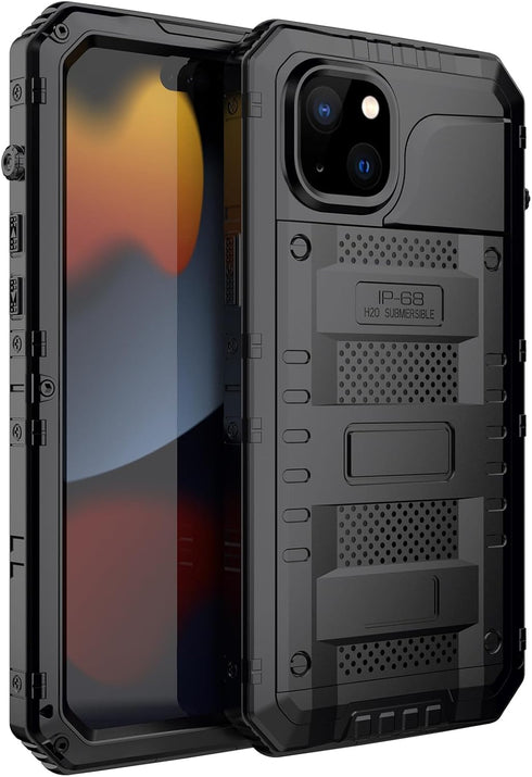 Marrkey Waterproof Case for iPhone 15, Heavy Duty Durable Metal Full Body Built-in Screen Protection Case Shockproof Dustproof Rugged Military Gra...