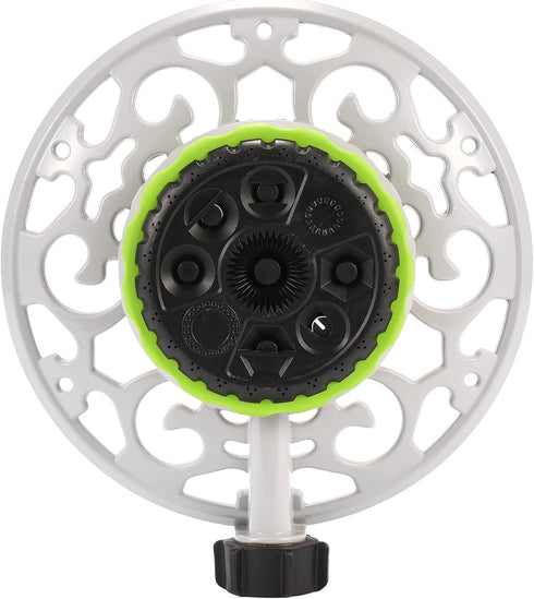 Turret Pattern Sprinkler, 8-Pattern Stationary Water Sprinkler on Metal Decorative Base for Watering Small and Large Yards, Lawns, Garden or Odd S...