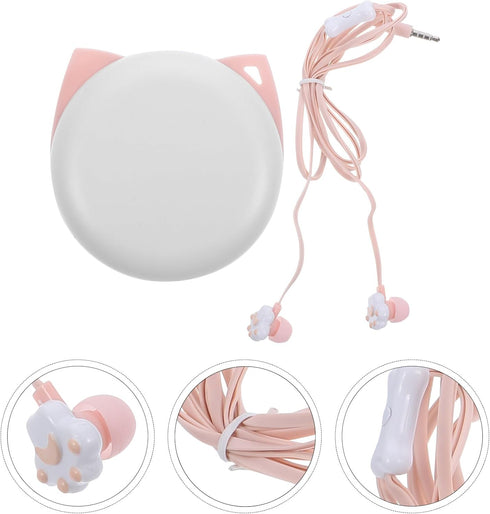 1pc Paw Case Phones Microphone Headphones Wired Cat Style Corded - Phone Earphones Kitten Microphone.mm USB Cell Cartoon Girls with Earbuds for Ea...