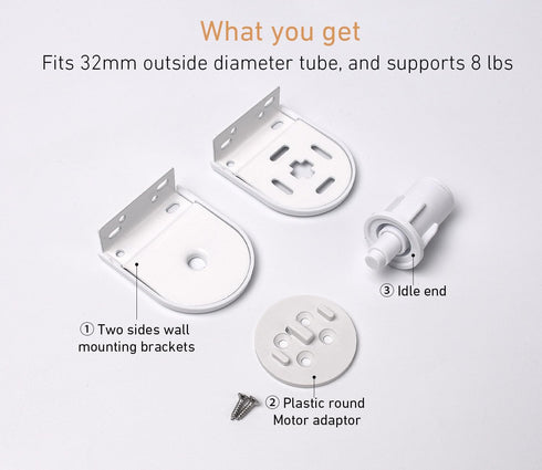 Rollerhouse 32mm Roller Blind Repair Kit, Mount Window Shade Brackets, Curtain Roller Blind Accessories for Electric Blinds with 1 1/4" Tube, 1 Pa...
