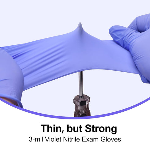 Disposable Nitrile Exam Gloves, 3mil, Medium, Box of 50, Violet Nitrile Gloves Disposable Latex Free for Medical, Cleaning, Cooking & Esthetician,...