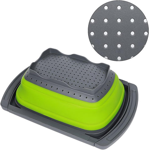 Qimh Colander collapsible, Colander Strainer Over The Sink Vegetable Fruit Strainer Basket (6 Quart) with Extendable Handles, New Kitchen Essentia...