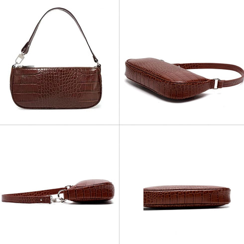 Small Shoulder Bags for Women Retro Classic Tote Purse Handbag Crocodile Pattern Clutch...