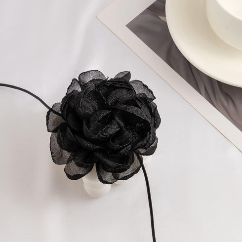 Salircon Big Rose Flower Choker Necklaces for Women Y2K Yarn Floral Velvet Choker Neckband Accessories for Dress...