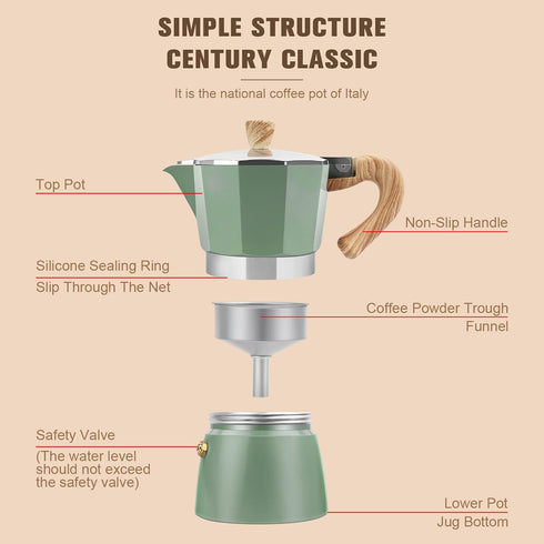 Aluminum Italian Espresso Machine Percolation Stove Burner Pot Coffee Moka Pot...
