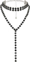 ELABEST Long Rhinestone Necklace Layered Y Necklaces Crystal Choker Necklace Dainty Wedding Bridal Bridesmaid Jewelry for Women and Girls...