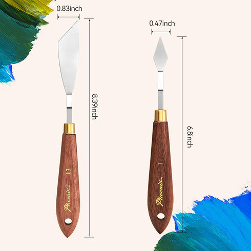 2 Pieces Palette Knife Set Stainless Steel Spatula palette knife for oil painting acrylic painting, LIGHTWISH Painting Knife with Wood Handle for ...
