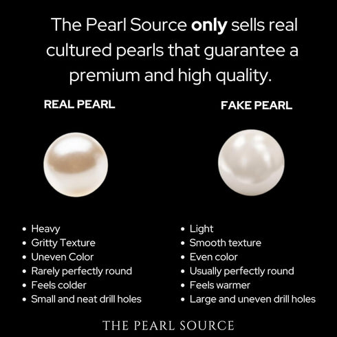 The Pearl Source Real Pearl Dangle Earrings for Women with Genuine AAA Quality White Freshwater Cultured Pearl...
