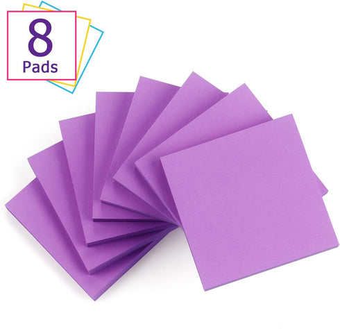 Sticky Notes 3x3 Self-Stick Notes Bright Colors Sticky Notes 8 Pads 80 Sheet/Pad (Purple)...