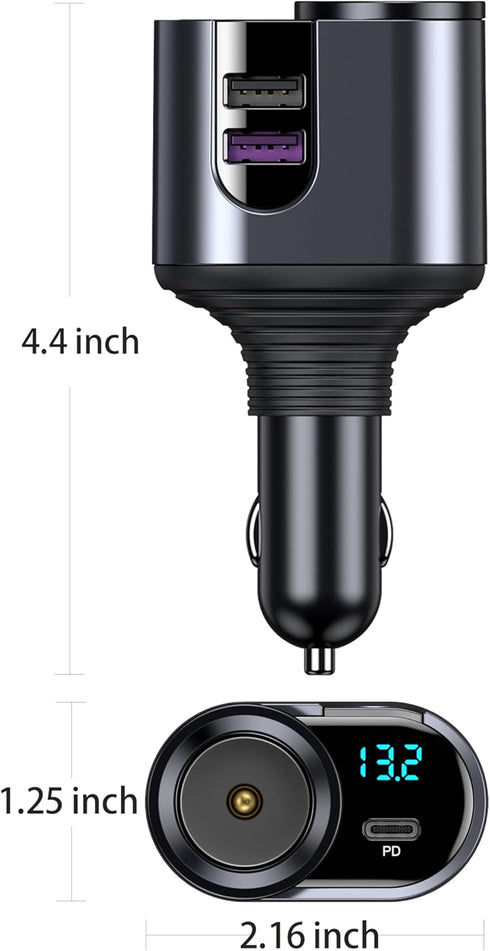 LIHAN Cigarette Lighter USB C Charger, Car Socket Plug Adapter,12V/24V Outlet Splitter with 3 USB Ports, LED Voltage, Compatible for iPhone 15/15 ...