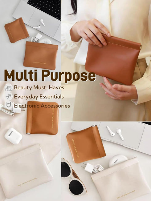 Cosmetic Bags for Women Small Makeup Bag for Purse Pu Leather Makeup Pouch Travel Makeup Bag with Zipper Make Up Bag for Travelling (Brown)...