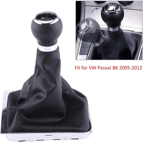 Acouto Manual Shift Knob Boot 6 Speed Car Gear Shift Knob Stick Gaiter Boot Frame Kit Fit for Passat B6 2005-2012 Gear Shifter Boot Cover Replacem...