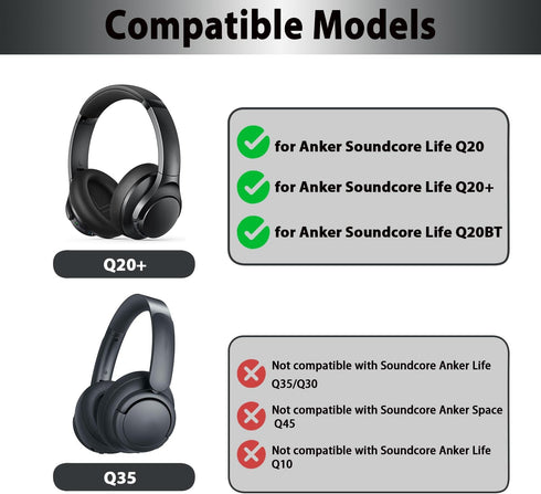 Adhiper Cooling Gel Replacement Earpad for Anker Soundcore Life Q20/Q20BT/Q20+/Q20i Headphones,Comfortable and Refreshing Ear Cushion, Ice Fabric ...
