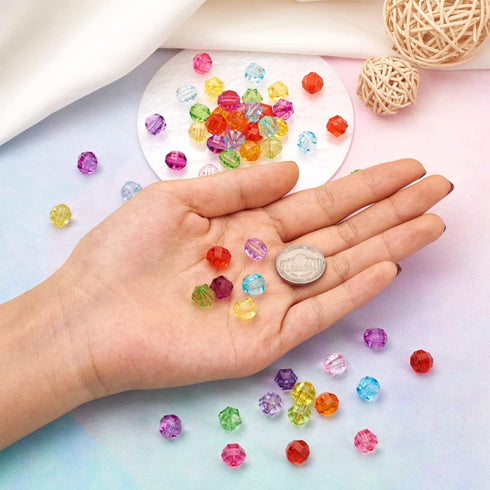 Craftdady 100Pcs Transparent Acrylic Faceted Round Ball Spacer Beads 10mm Random Mixed Colors Plastic Loose Pony Beads for Jewelry Making Hole: 2m...