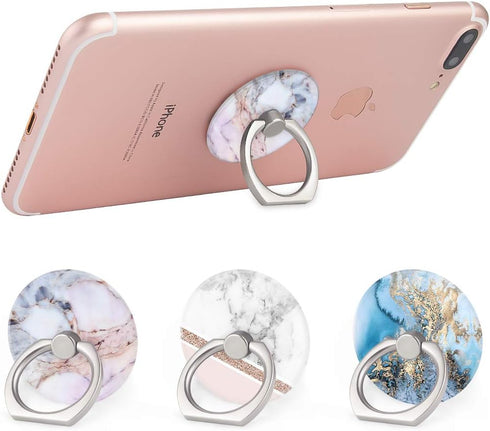 Bonoma Cell Phone Ring Holder Stand, 360 Rotation 3-Pack Universal Smartphone Ring Grip Stand Compatible with Smartphones and Tablets Marble...